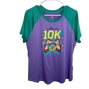Walt Disney World 10K I Did It Shirt Women's XL Purple Teal Chip & Dale